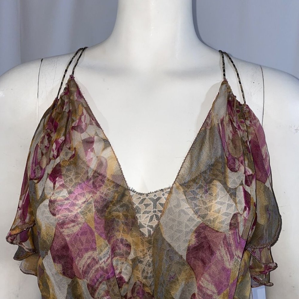 Of Two Minds Mini Silk Dress V Neck Sleeveless Siz - Picture 2 of 8